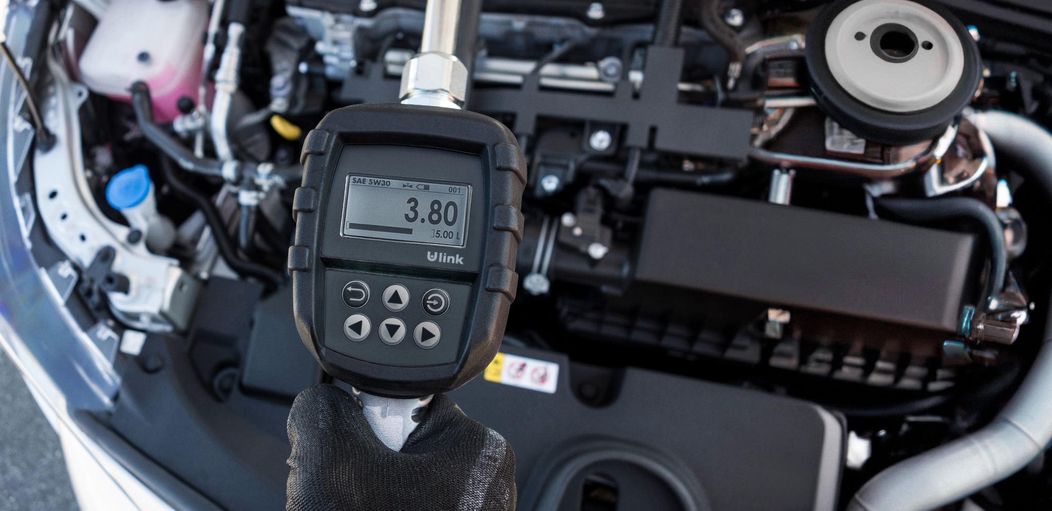 Balcrank metered fluid-dispensing equipment in use at an engine bay
